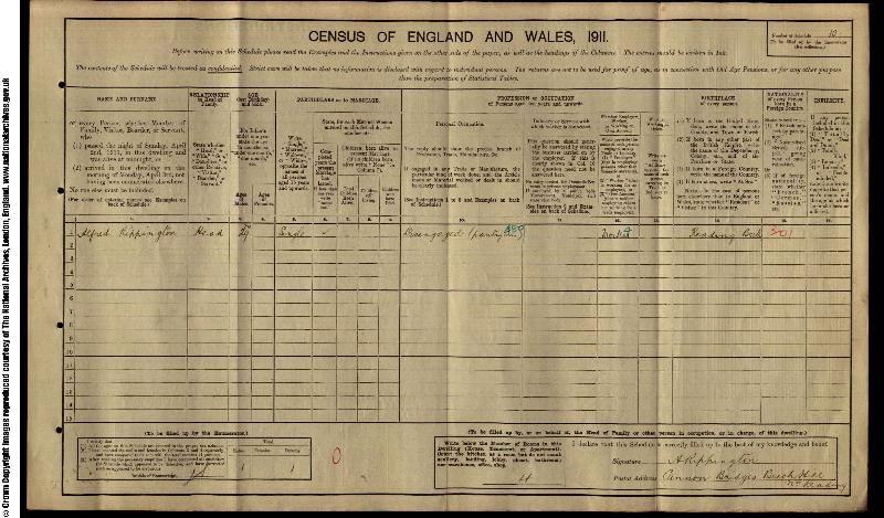 Rippington (Alfred Tipney) 1911 Census